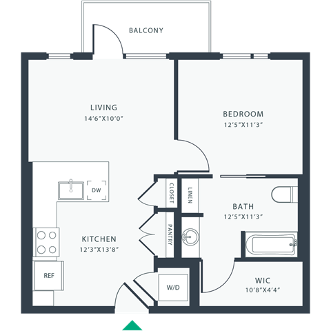 a floor plan of a house with an open floor plan with a bedroom and a